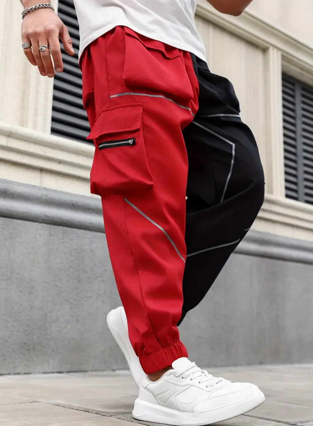 6XL Men’s Color Block Design Jogger Cargo Pants