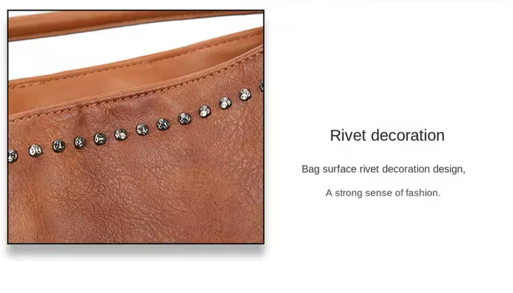 Retro Rivet Cross Body Tote Bag
