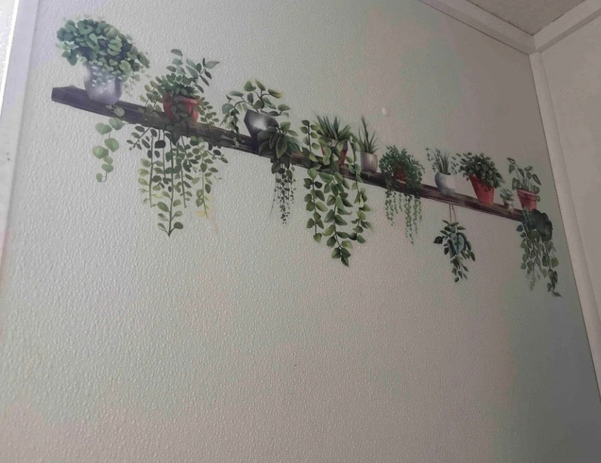 1pc Vinal Fresh Potted Green Plants & Vine Wall Decal Sticker