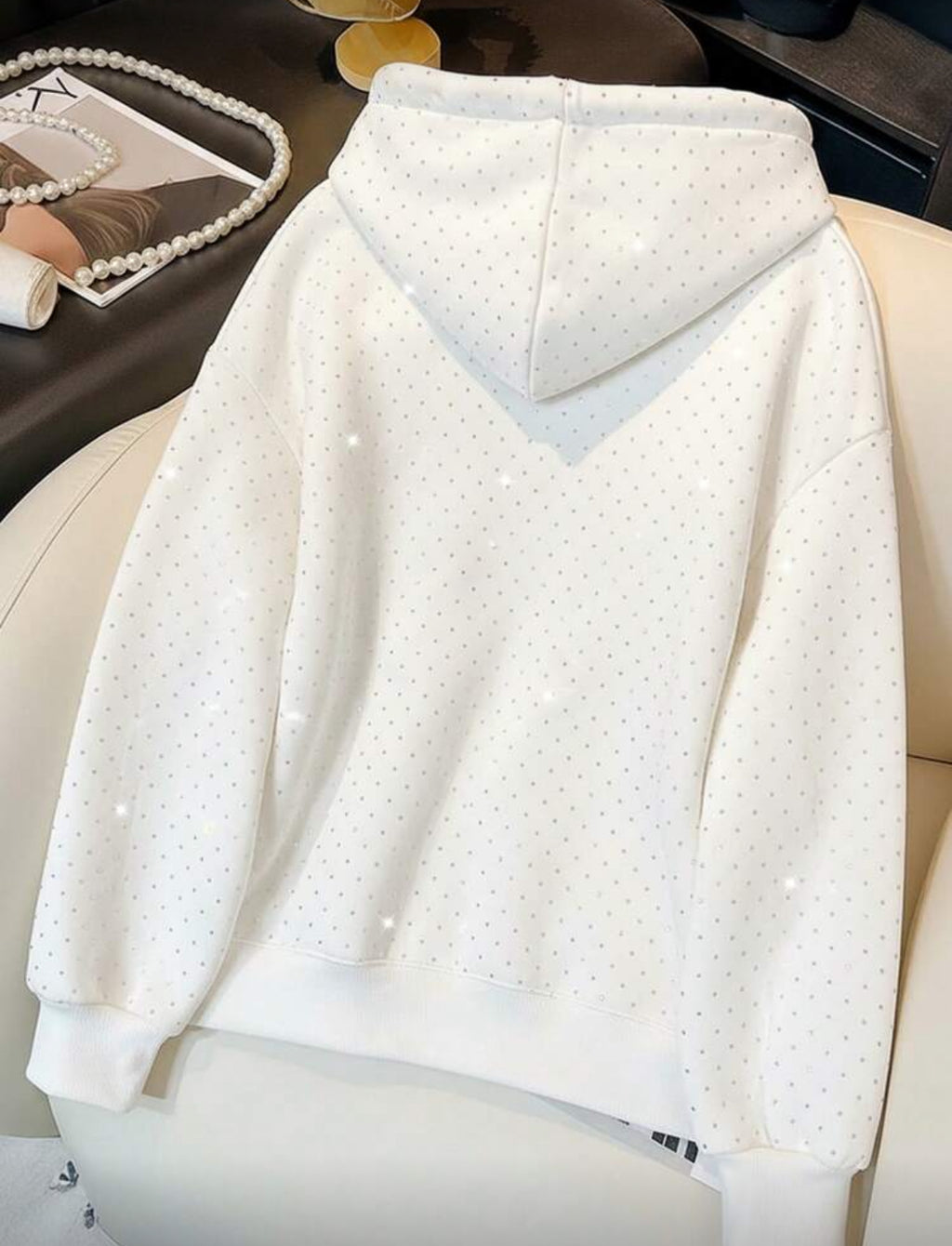 Rhinestone Studded Zip Up Hoodie Sweatshirt