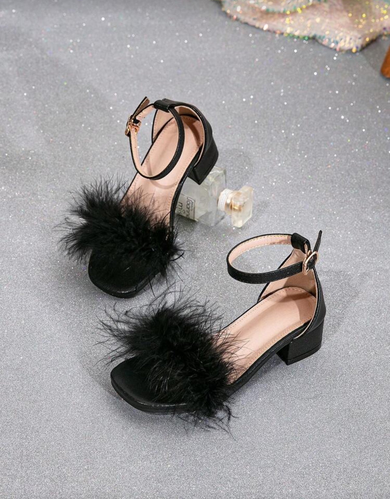 Fashionable Faux Fur Luxurious High Heel Sandals For Girls