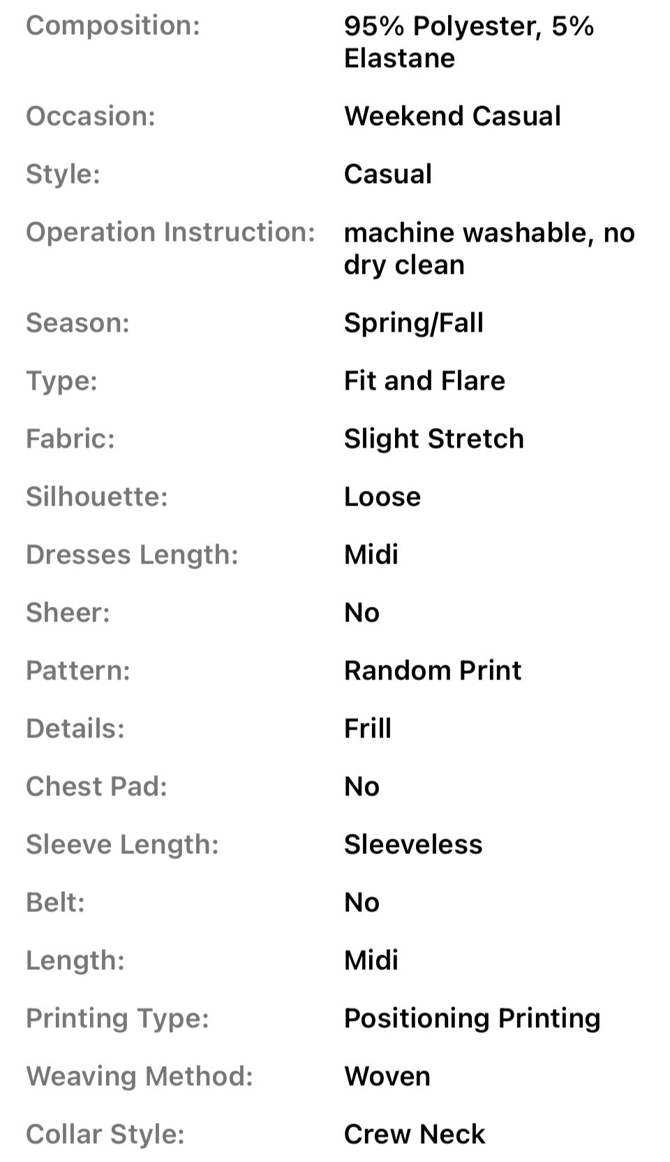 1XL-6XL Elegant Flared Ruffled Bell, Round Neck Soft Stretchy Polyester Dress