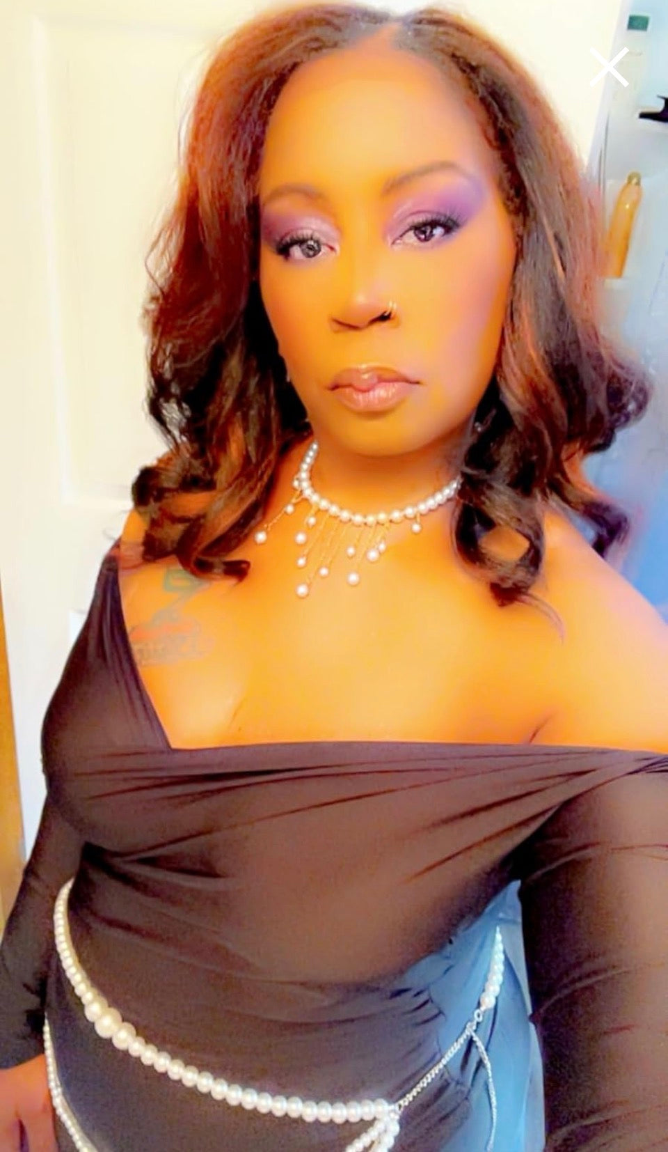 2 pc Long Sleeve Off-Shoulder V-Neck with High-Waisted Fitted Pants 