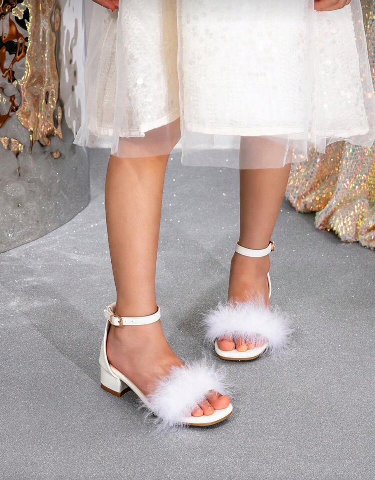 Fashionable Faux Fur Luxurious High Heel Sandals For Girls