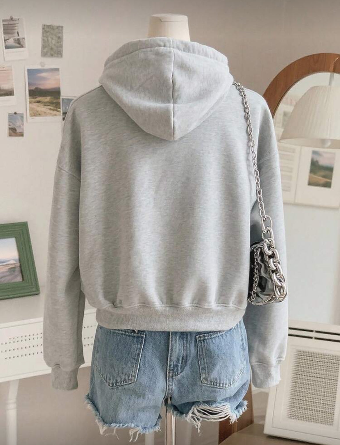 Rhinestone Studded Zip Up Hoodie Sweatshirt