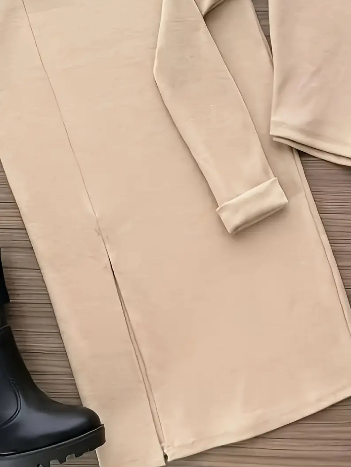 “Eva” Chic Two-Piece Set, Slim-Fitting High-Neck Top + Split Long Skirt