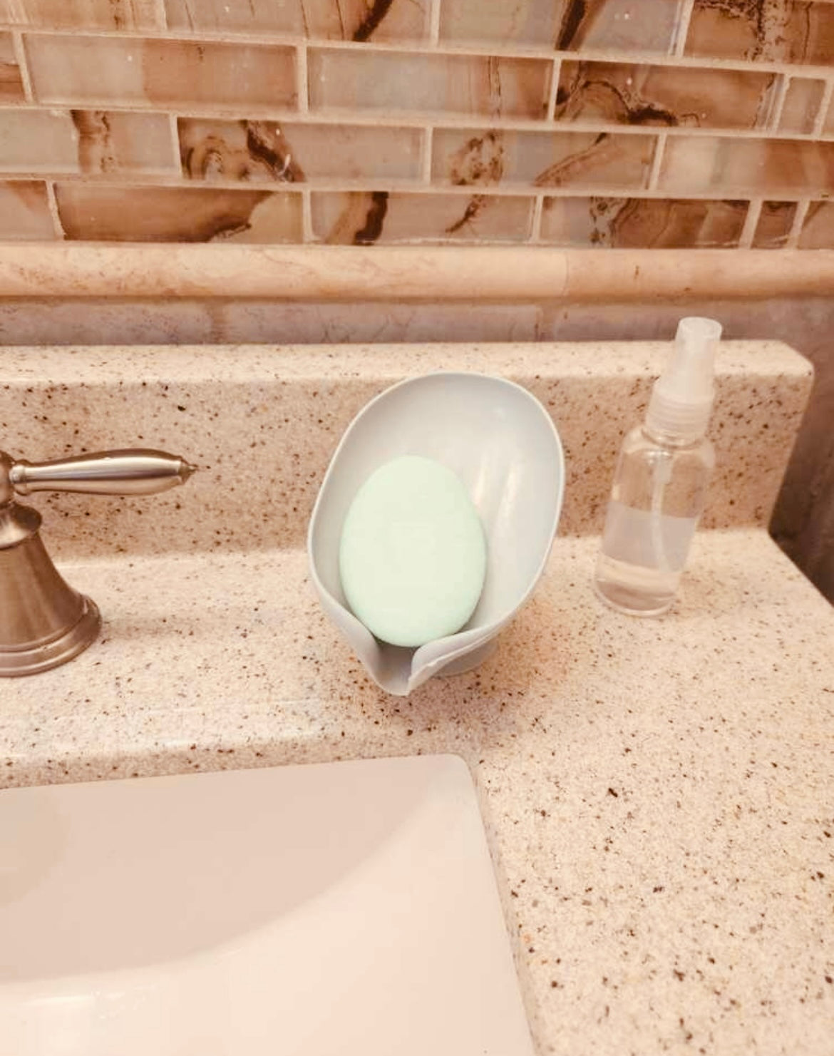 Soap Saver | Draining Bathroom Soap Dish Holder with Suction Cup Stand