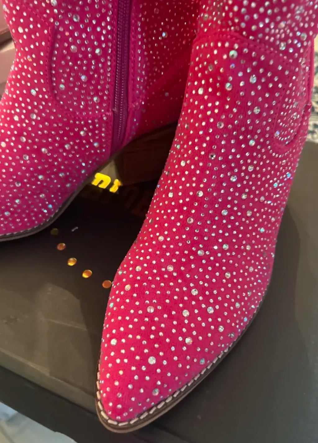 Crystal’s Encrusted Women's Western Cowboy Knee-High Boots + Side Zipper 