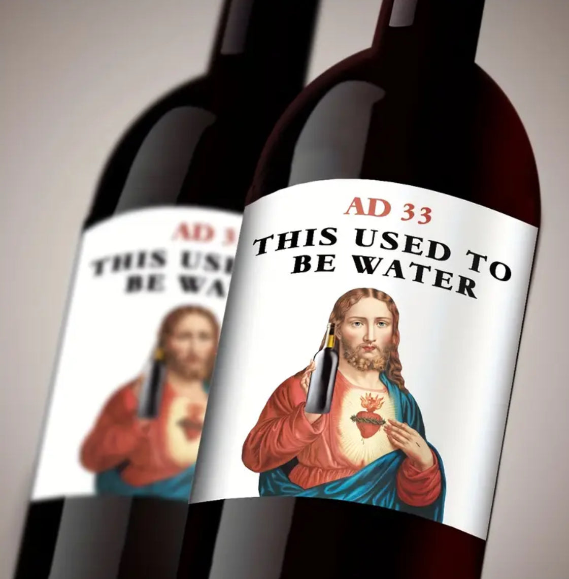 4pcs Durable Vinyl Stickers - Humorous Wine Bottle Labels - "This Used to Be Water" 