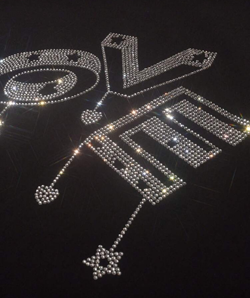 Rhinestone Studded Zip Up Hoodie Sweatshirt