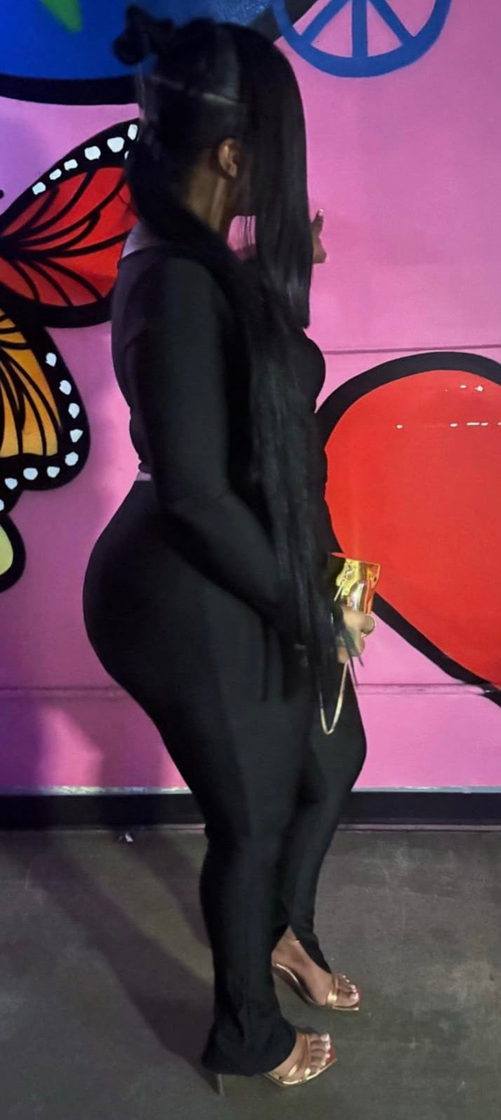 2 pc Long Sleeve Off-Shoulder V-Neck with High-Waisted Fitted Pants 