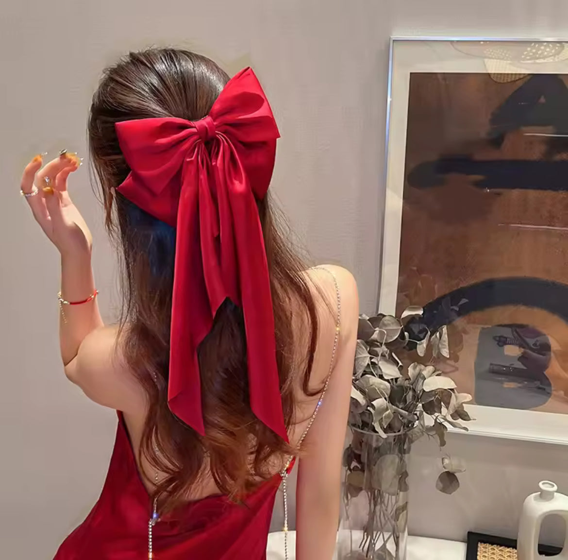 Large Satin Ponytail Bow Hair Accessories