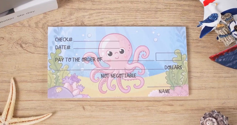 Toy Checks For Kids 300 Sheets Checkbook with Pretend Deposit Slip and Check Register