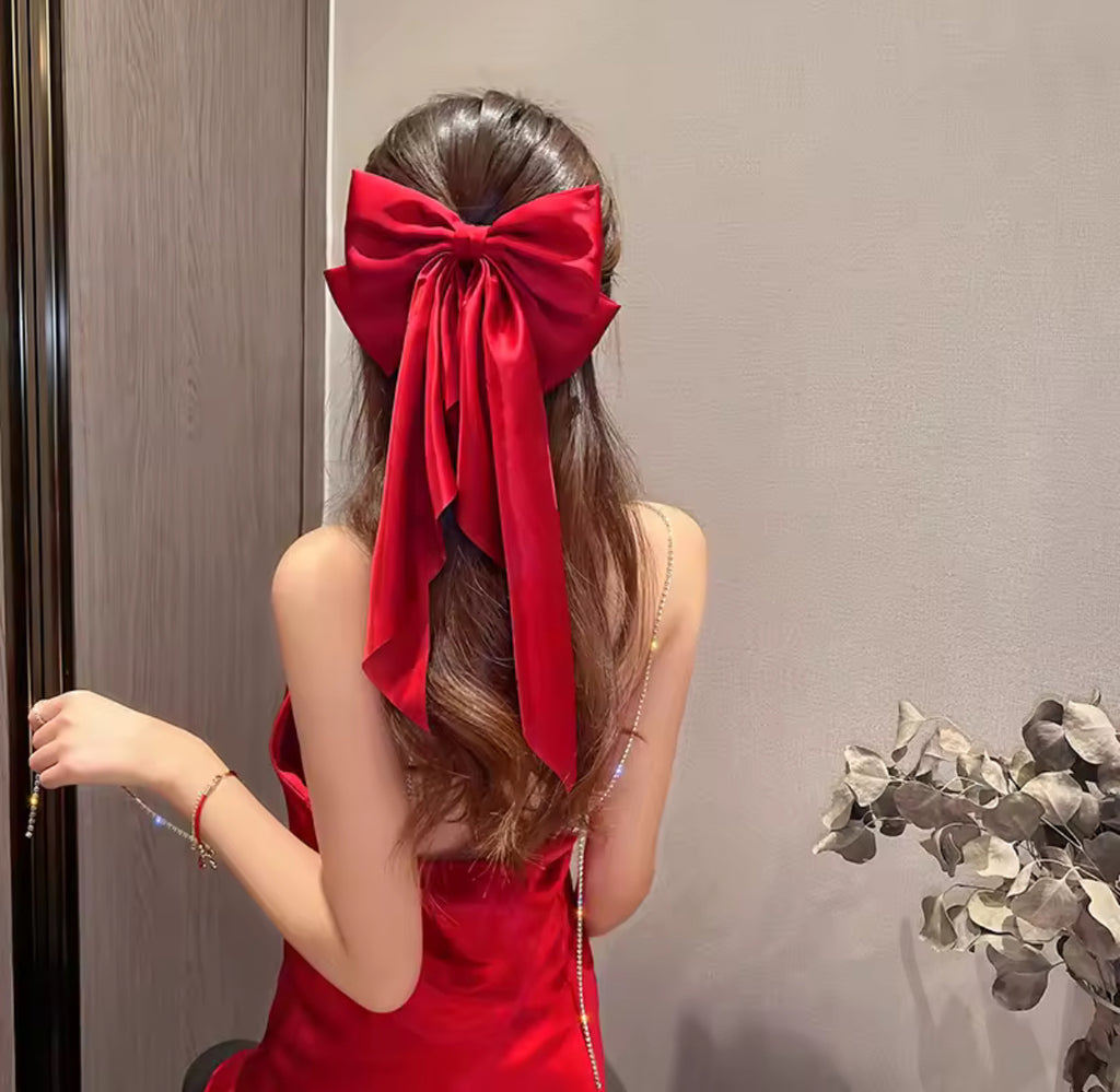 Large Satin Ponytail Bow Hair Accessories