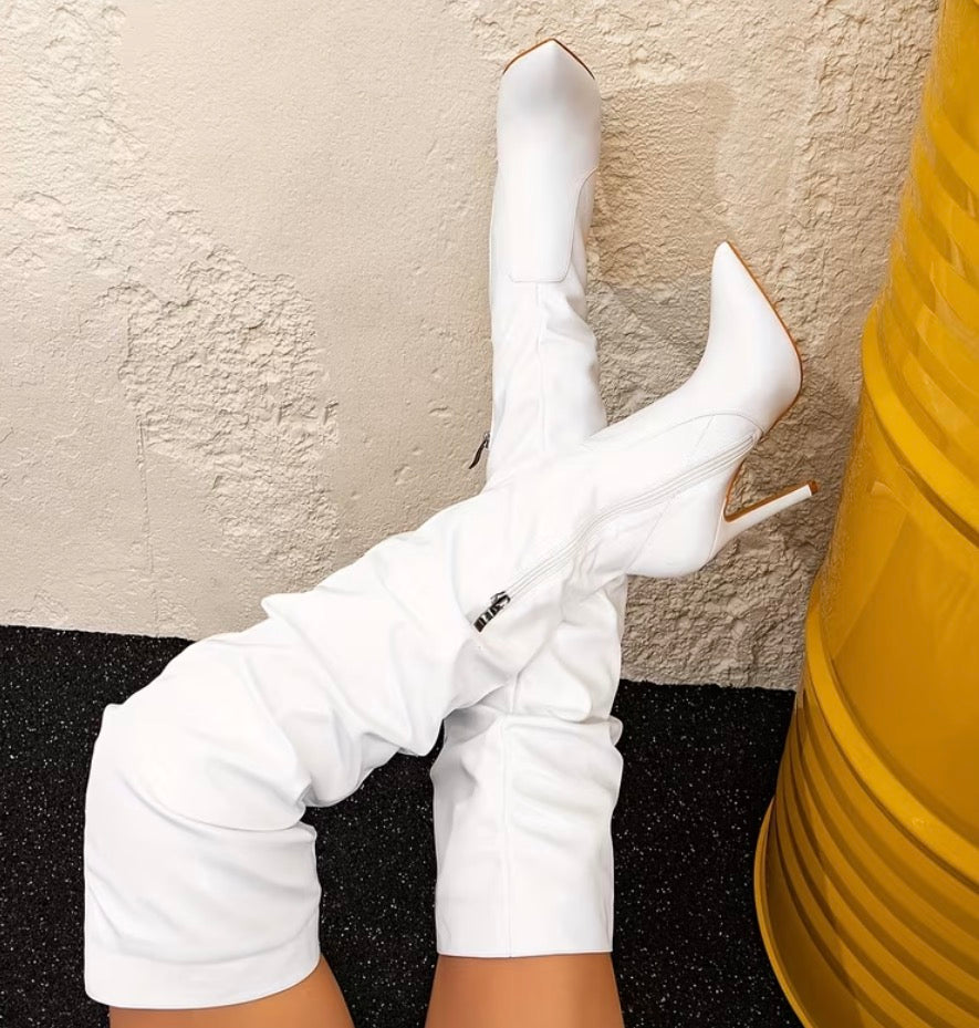 “Alma” Women’s Fashionable Over-The-Knee Pointed Boots Slender High Heel 