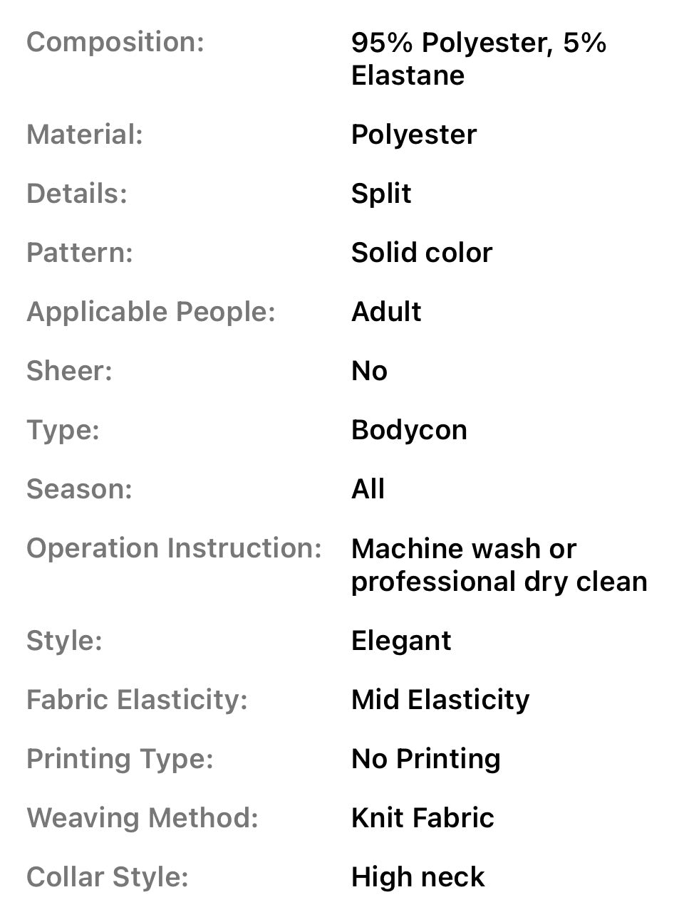 Black Mini Ribbed Bodycon Dress | High Neck, Split Hem