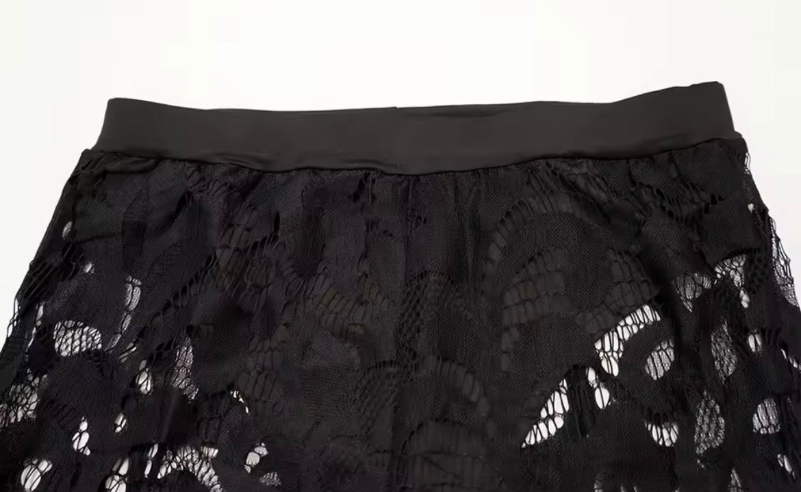 Versatile 3pcs Set - Elegant Wide-Leg Pantsuit Ensemble with Lace Detailing