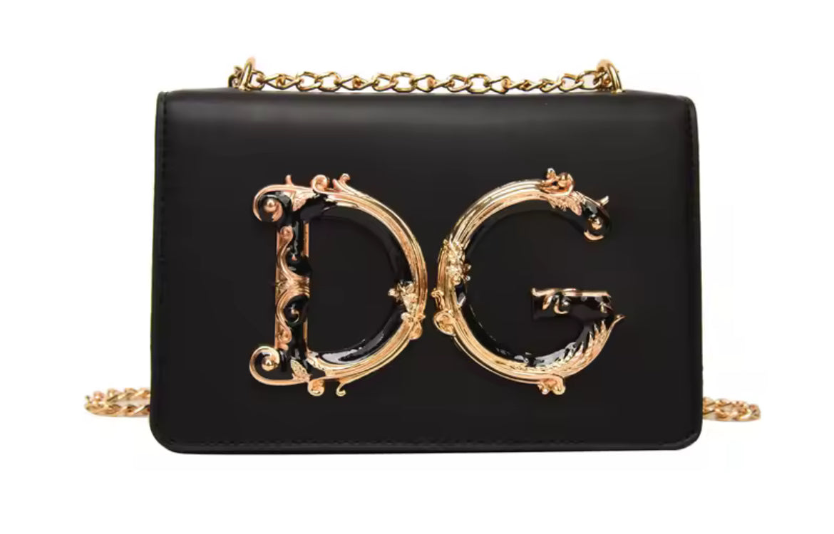 DG Chain Link Strap | Napa Leather Crossbody Shoulder Handbag 