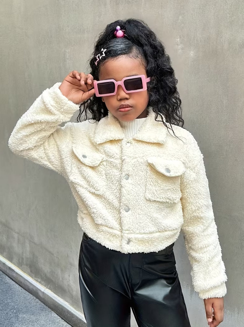 Girls' Trendy Casual Versatile Faux Fur Short Coat