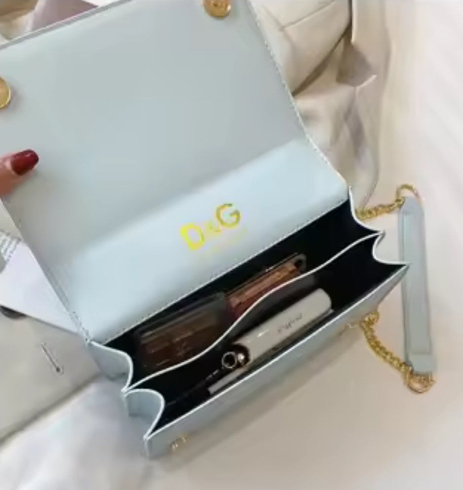 DG Chain Link Strap | Napa Leather Crossbody Shoulder Handbag 