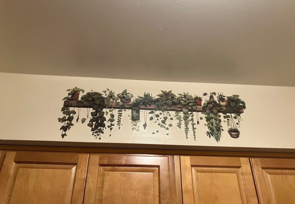 1pc Vinal Fresh Potted Green Plants & Vine Wall Decal Sticker