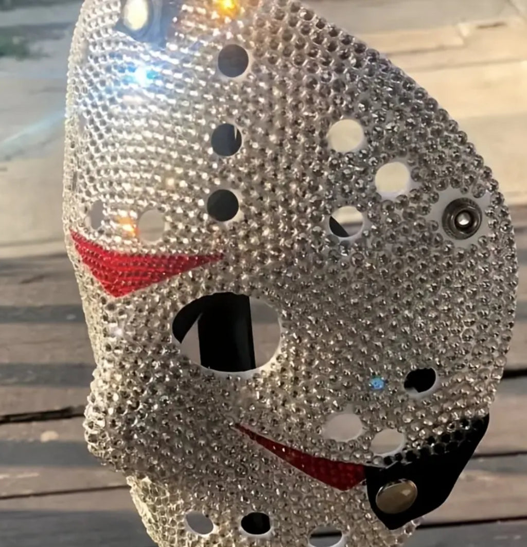 Jason Voorhees- Friday the 13th Mask Handcrafted with Sparkling Rhinestone & Metallic Accents 