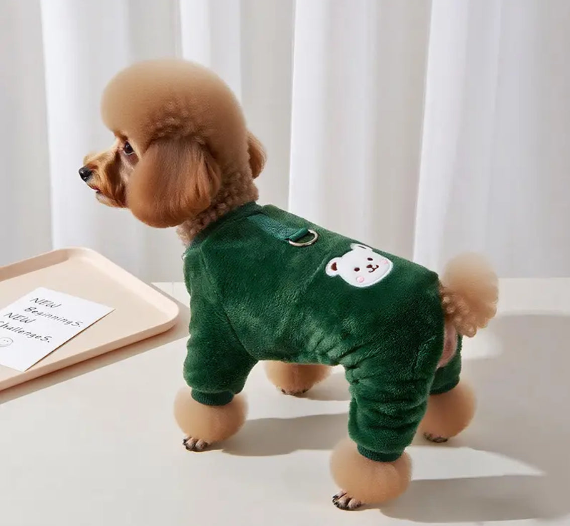 Bear Dog Pajamas - Warm Winter Apparel for Small & Medium Dogs & Cats