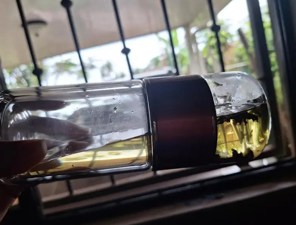 Double Walled Glass Tea Portable Bottle With Infuser |9.5 oz