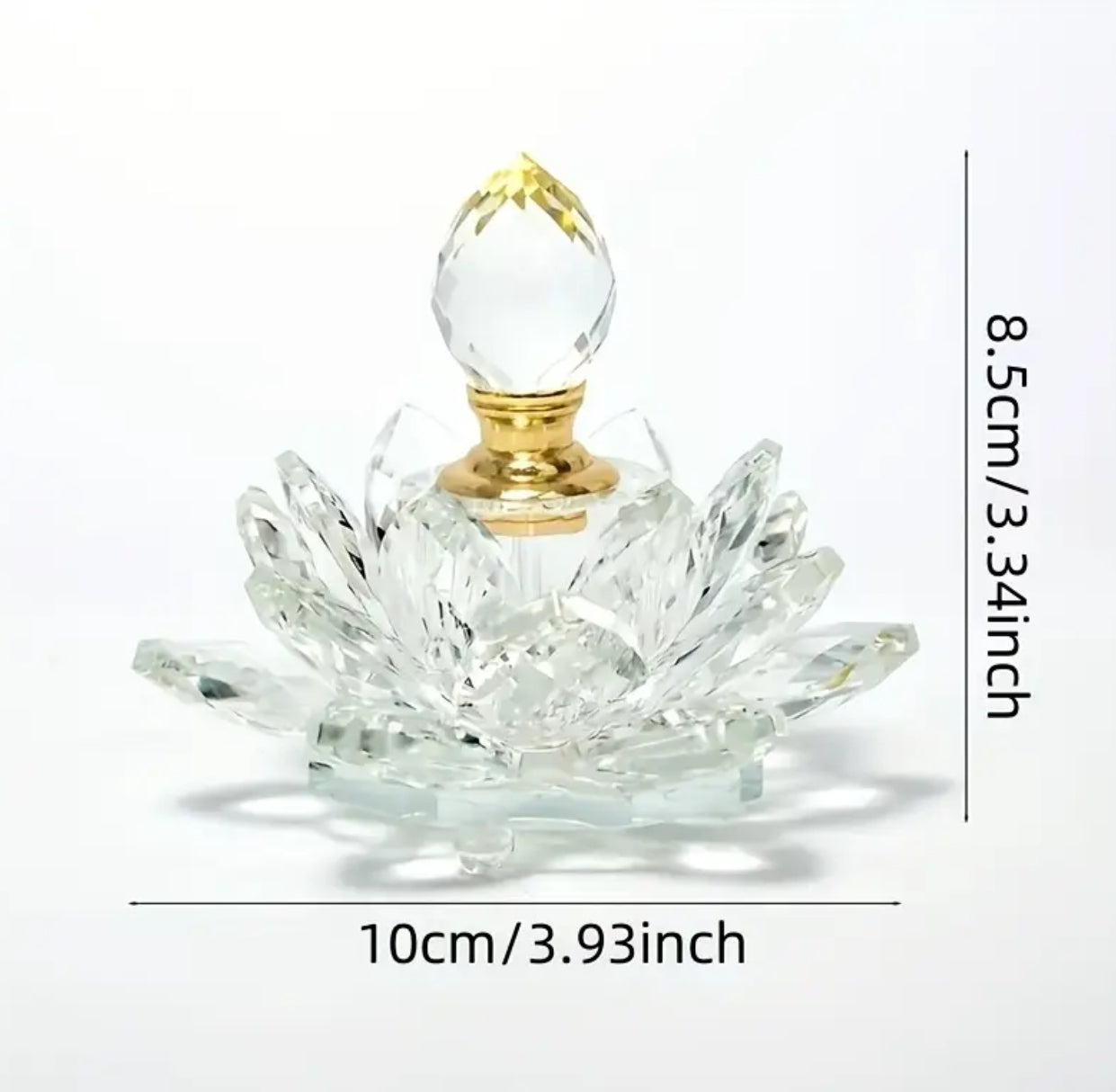 Crystal 1pc Elegant Lotus-Shaped Crystal Glass Perfume Bottle | Decorative Tabletop Ornament