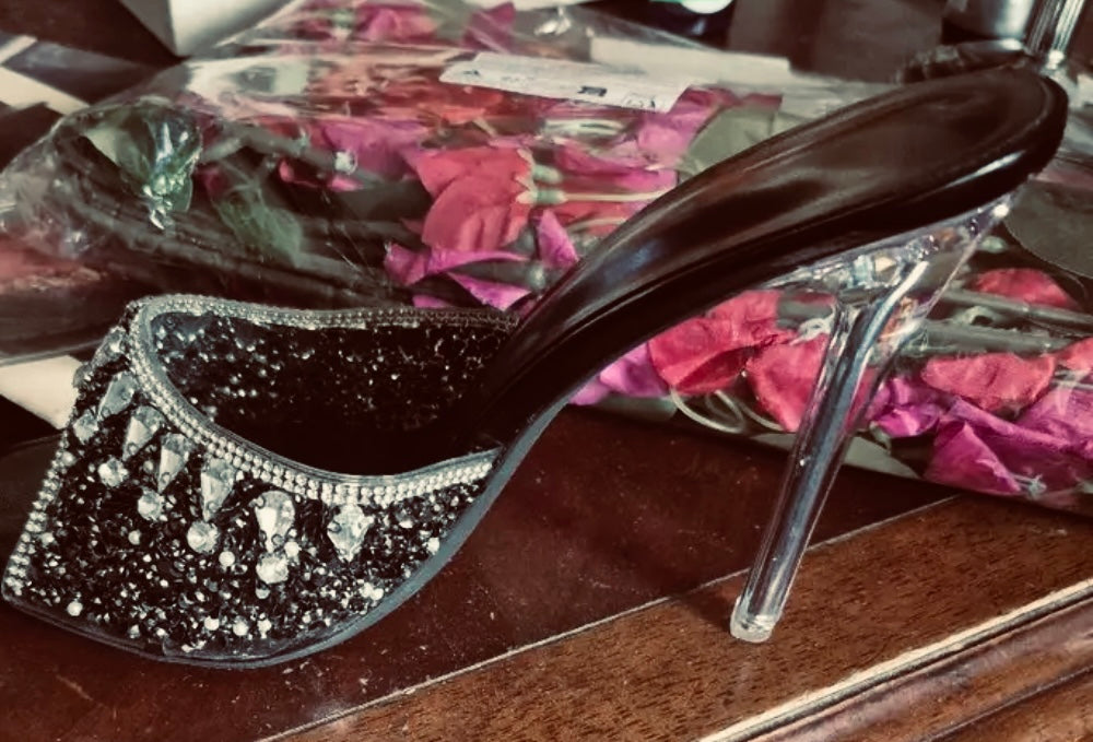 “Diamonds & Heels” Luxury Rhinestones, Slip-On Open-Toe Stilettos
