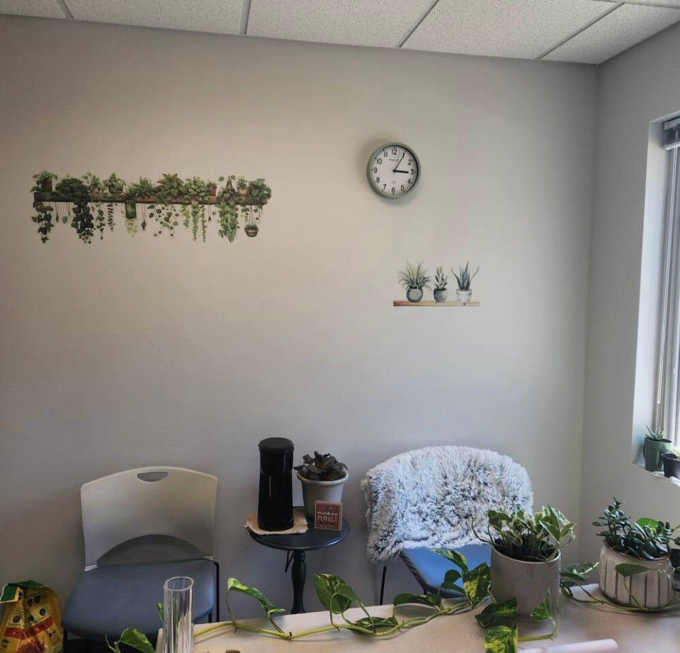 1pc Vinal Fresh Potted Green Plants & Vine Wall Decal Sticker