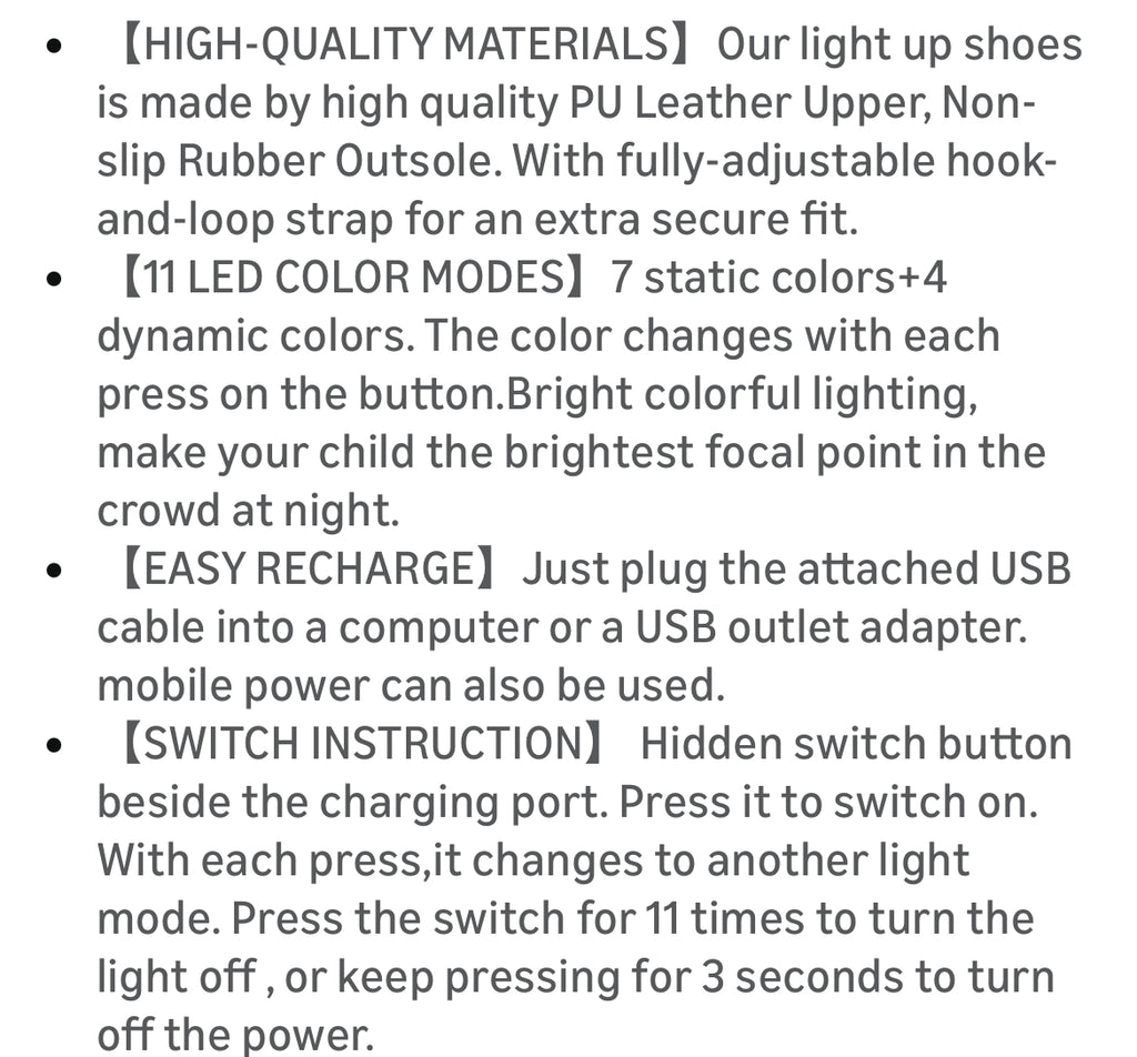 Kids “Luminous” Light Up Shoes with USB Charging Flashing LED Sneakers Unisex