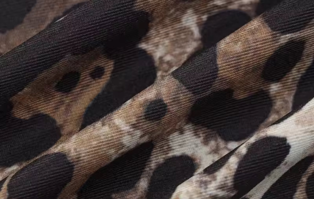 Cheetah / Leopard Print Swing Collar Sleeveless Sexy Maxi Slit Dress