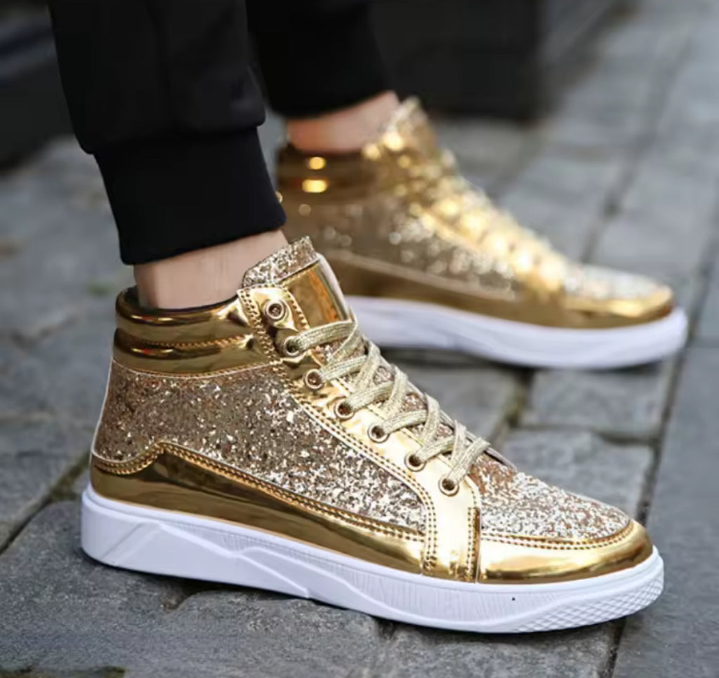 Men’s High Top Fashion Luxury Glitter Sneakers 