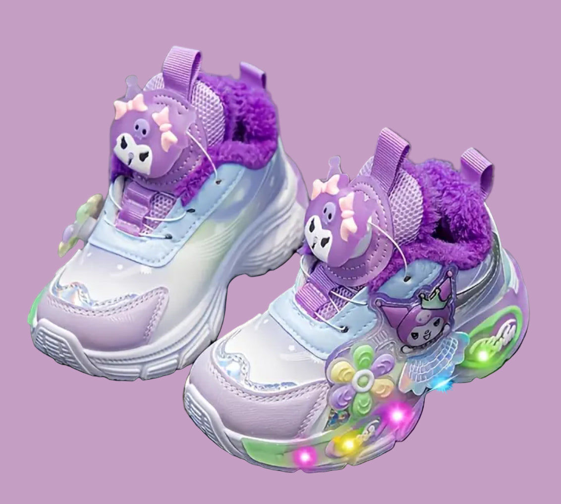 Girls Hello Kitty Glowing Lights Sneakers with  Rotating Lock Closure,