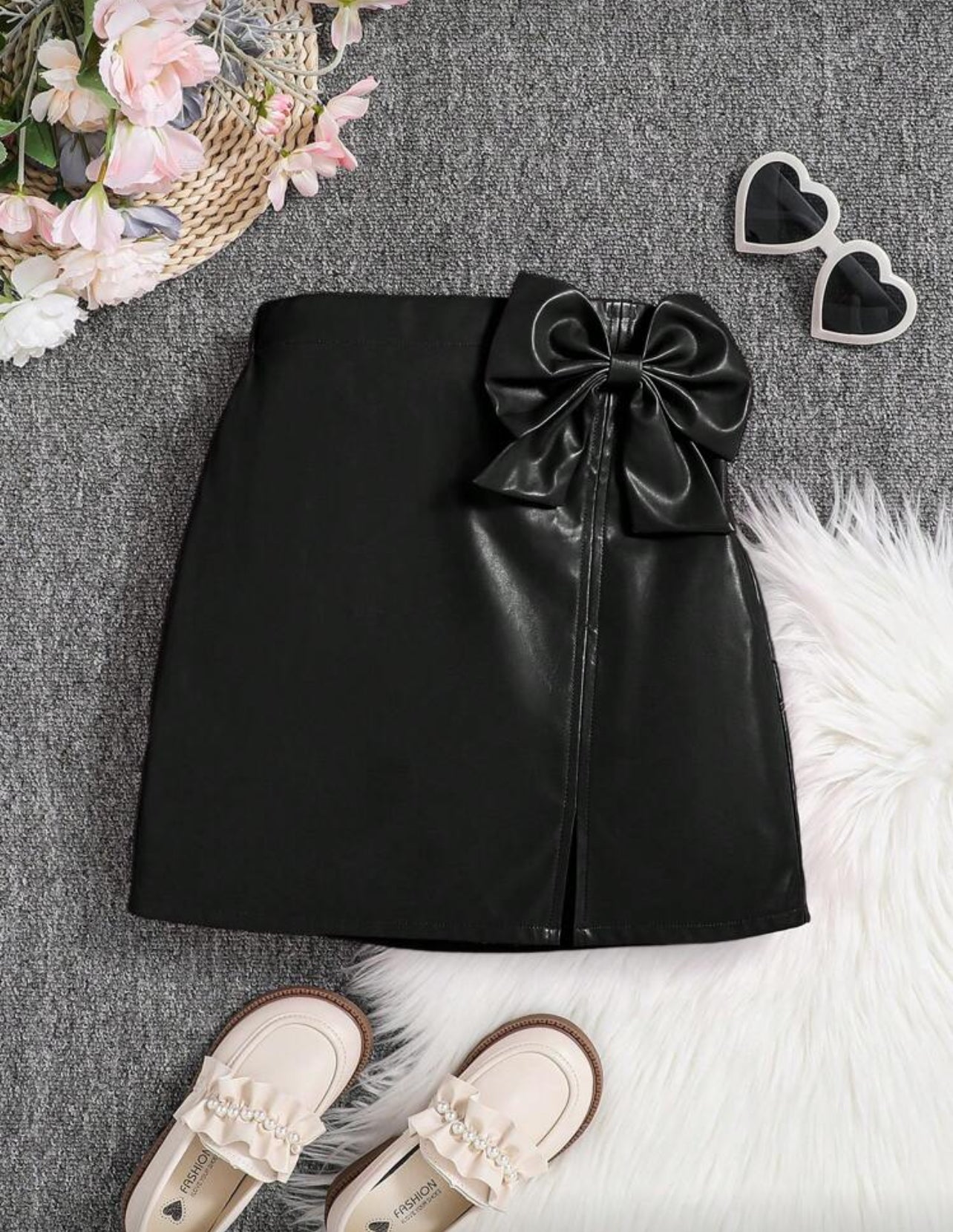 Tween Girls’ Faux Leather Fashion Skirt Pu Leather