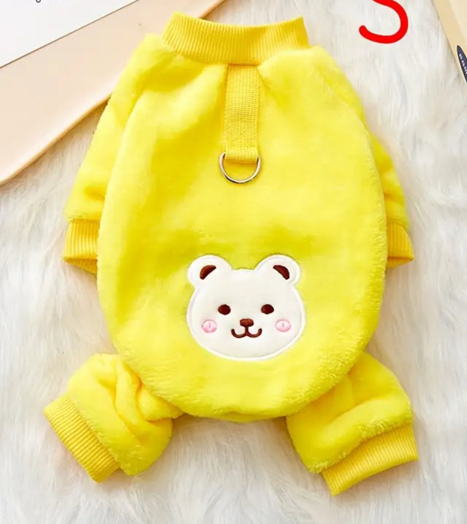 Bear Dog Pajamas - Warm Winter Apparel for Small & Medium Dogs & Cats