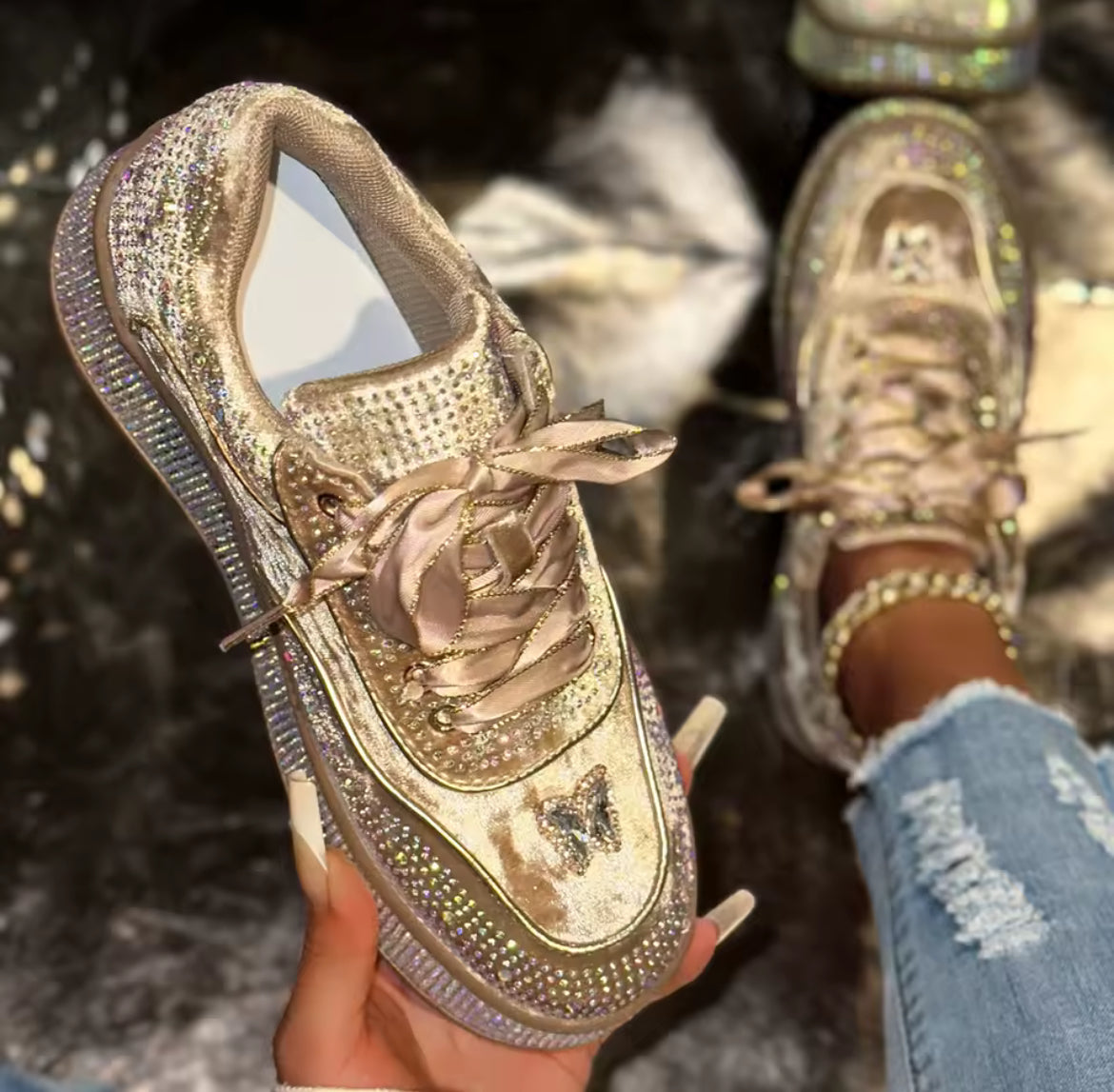 Women’s Luxury Rhinestones Platform Sneakers 