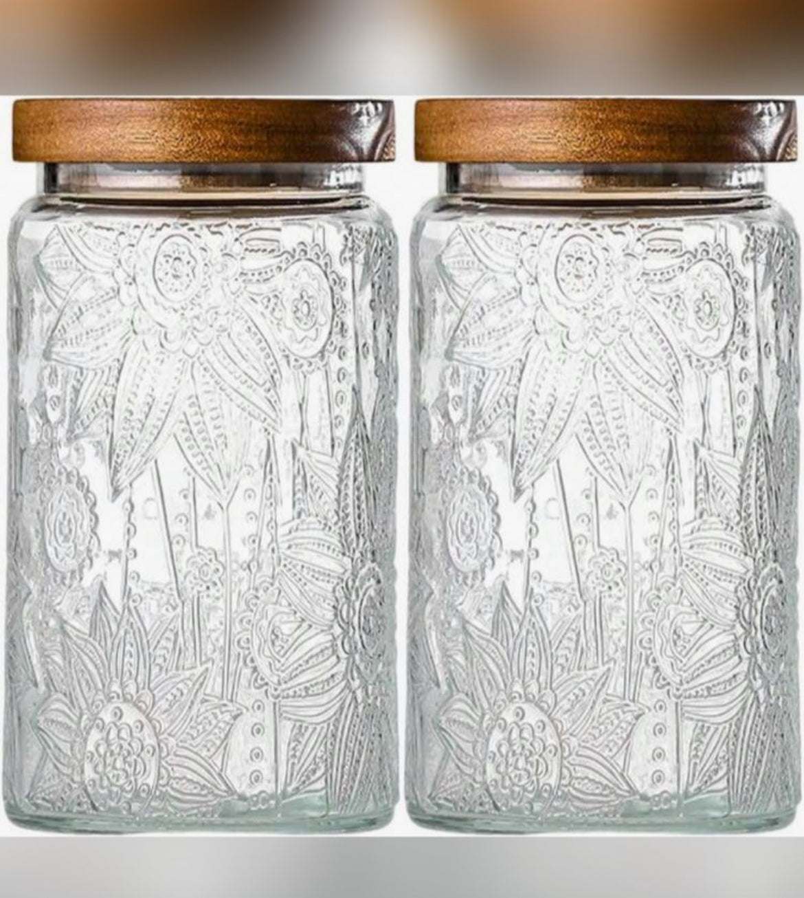 32oz Vintage Airtight Storage Jars Featuring a Vintage Carved Design With Lid, Glass Storage Containers  