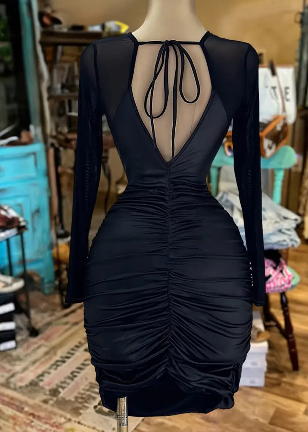 Black Western Mini Mermaid Dress - (Belt Not Included)