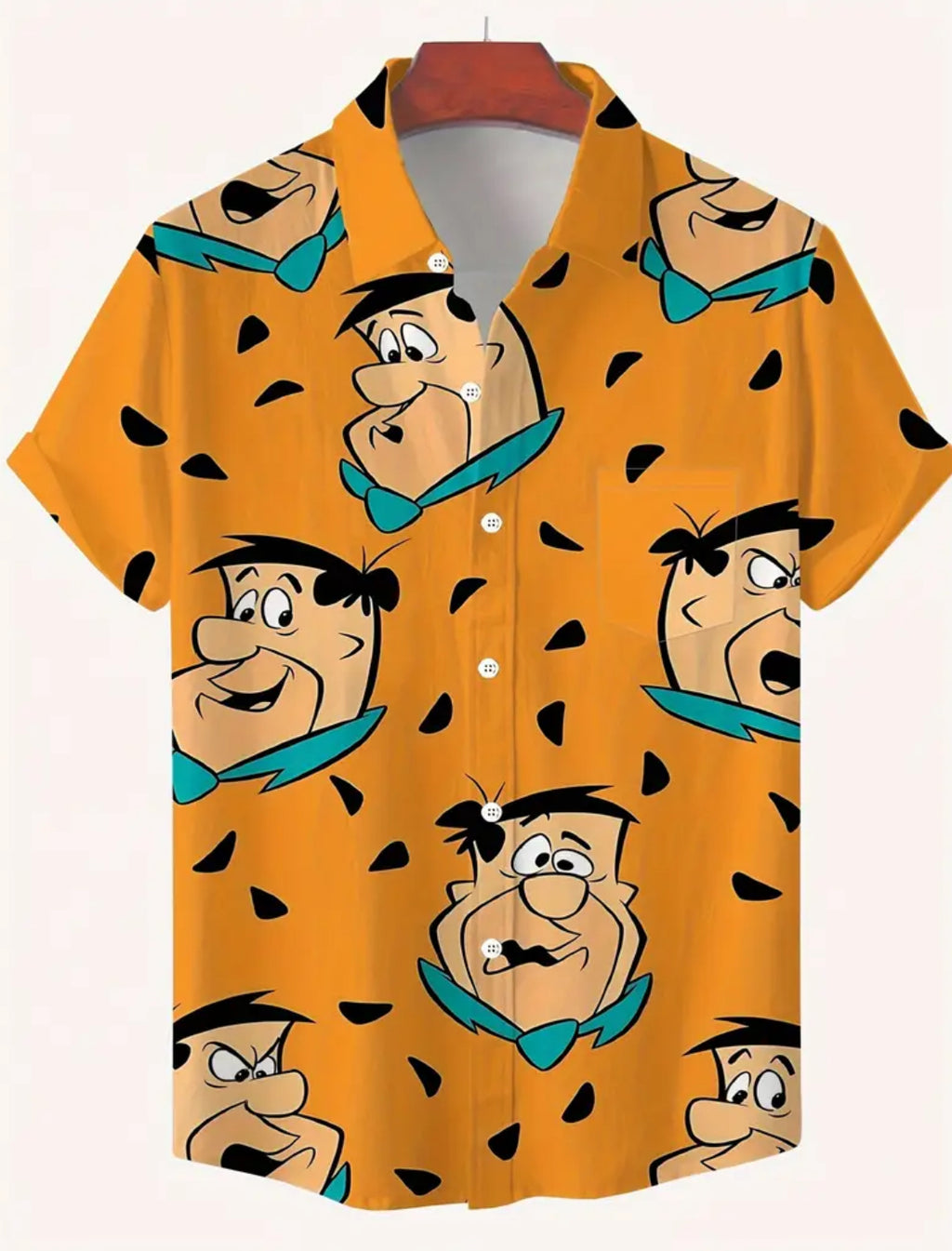 Flintstones Men’s Dress Shirt 🪵🦴 Lightweight Breathable & Quick-Dry, Plus Size