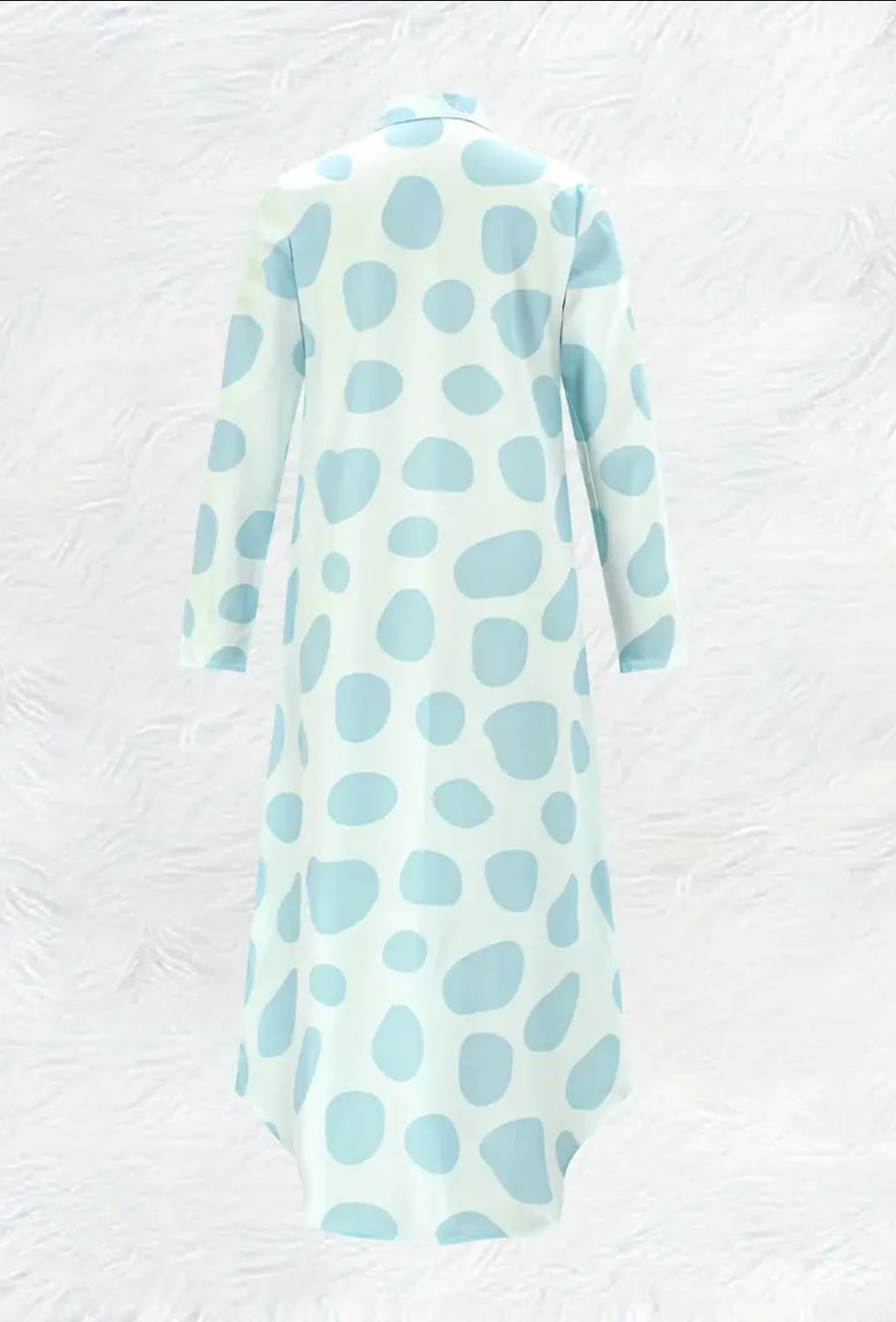 “Disney Chic” Women's Cartoon Print Long Sleeve Dress - V-Neck Button-Up with Puff Sleeves