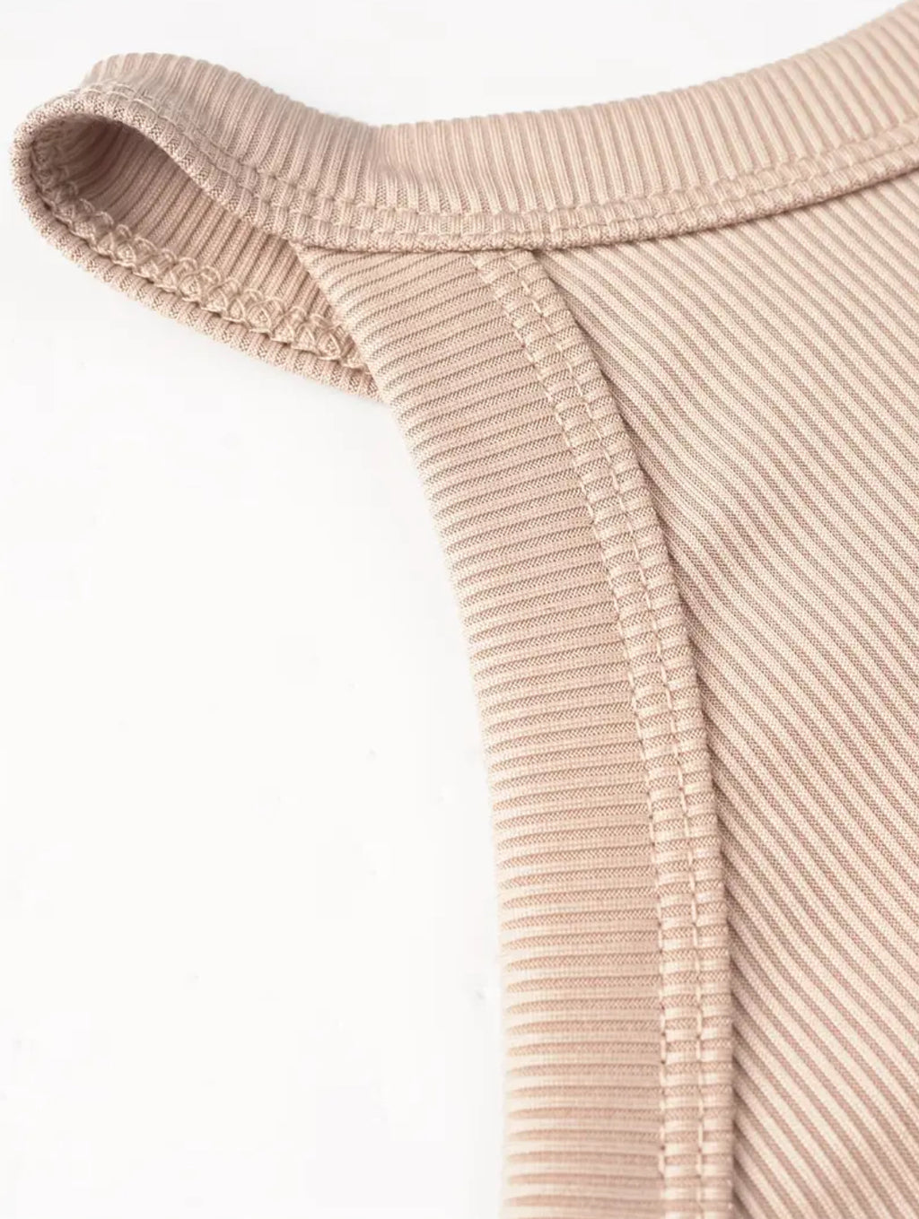 “Serene” Beige Bodycon Sleeveless Ribbed Design, Thin Straps Jumpsuit