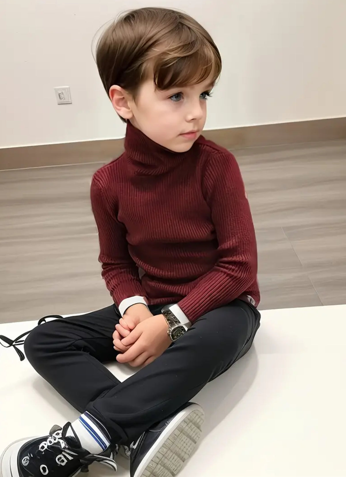 Boys Cable Knit Turtleneck Sweater