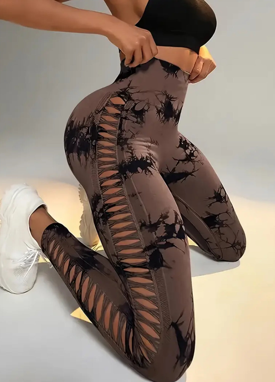 Women's High-Waisted Hollow-Out Tummy Control Yoga Pants | Seamless All-Season 