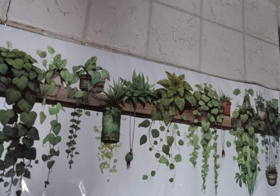 1pc Vinal Fresh Potted Green Plants & Vine Wall Decal Sticker