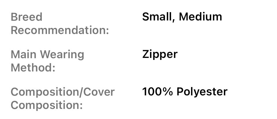 1pc Warm Pet Coat - Thick Polyester With Zipper for Small & Medium Breeds