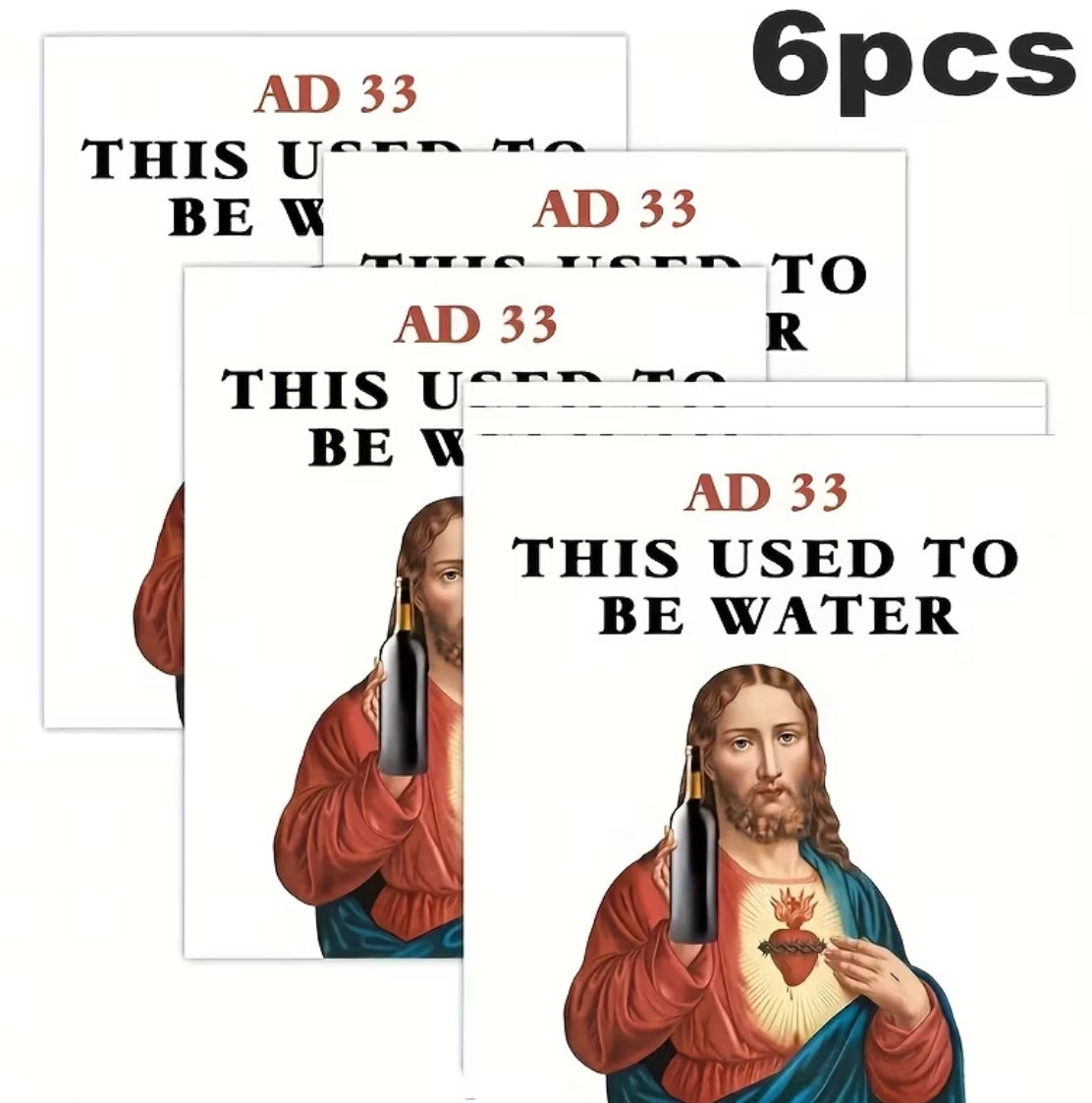 4pcs Durable Vinyl Stickers - Humorous Wine Bottle Labels - "This Used to Be Water" 