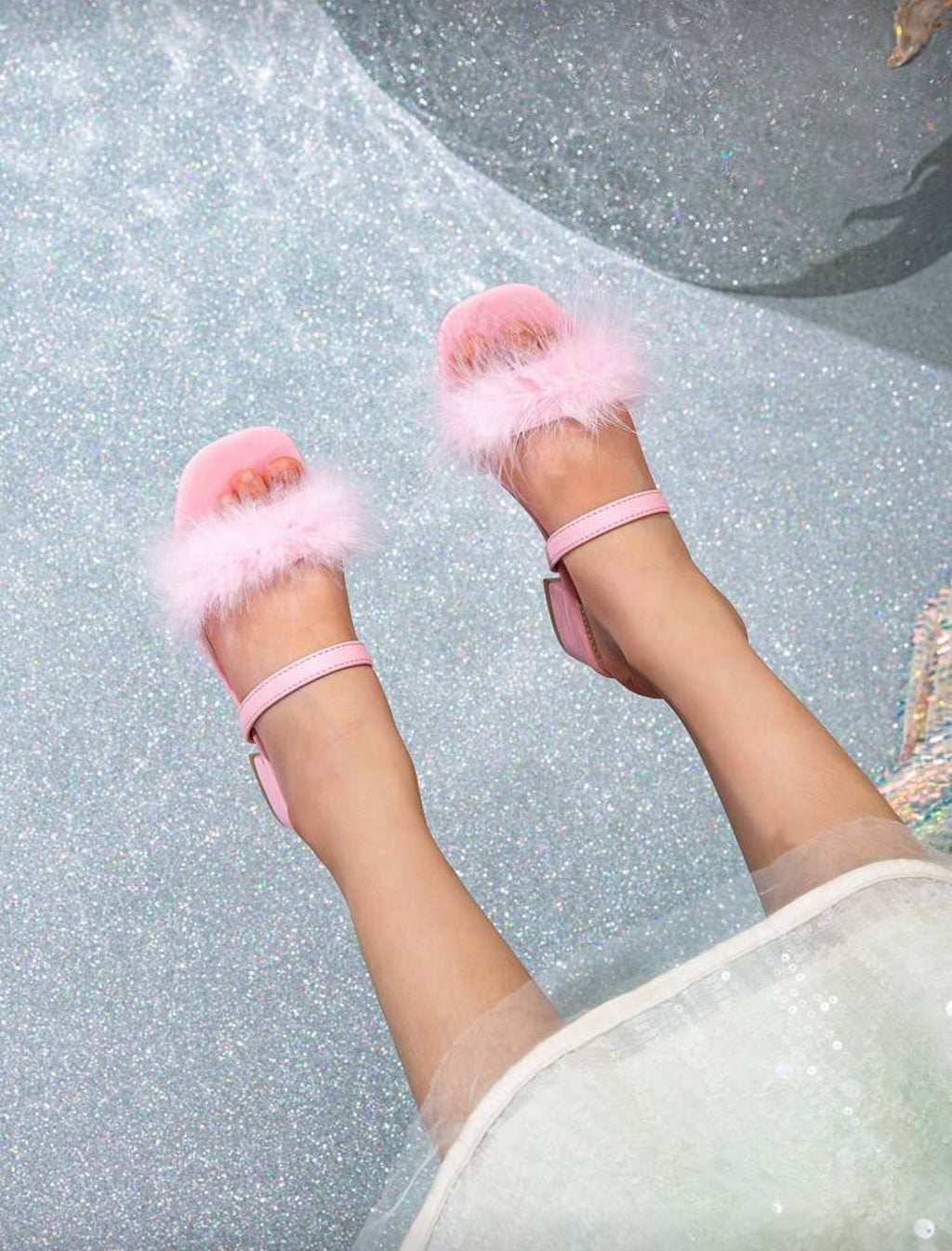 Girls Fluffy Fashion Sandals Elegant And Fashionable Chunky Heel Sandals