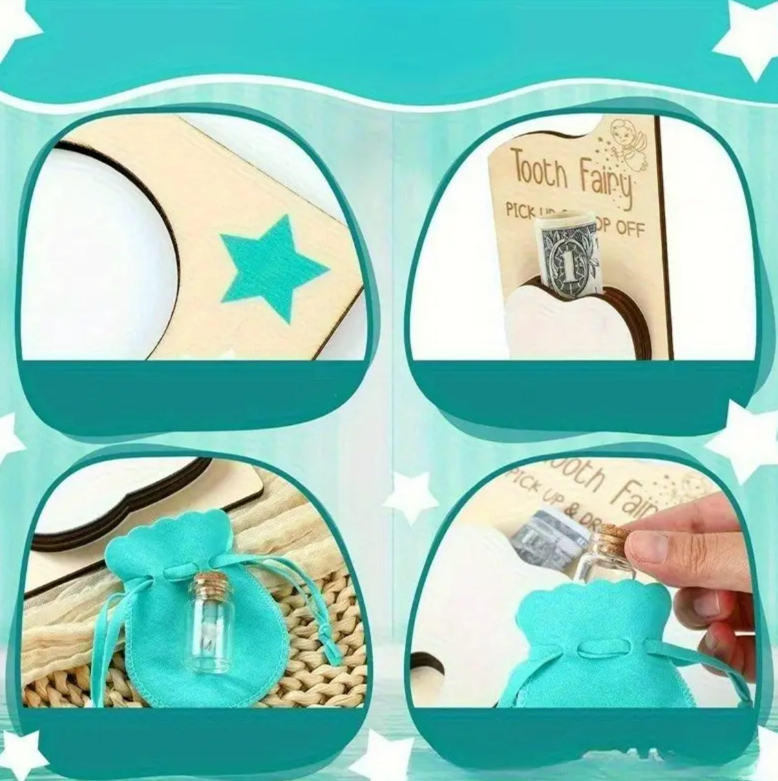 Kids' Tooth Fairy Door Hanger with Interactive Drop-Off Gift for Children